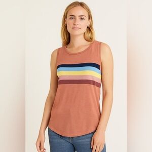 Sundry Sleeveless Pima Cotton Muscle Tee Tank Colorful Stripes